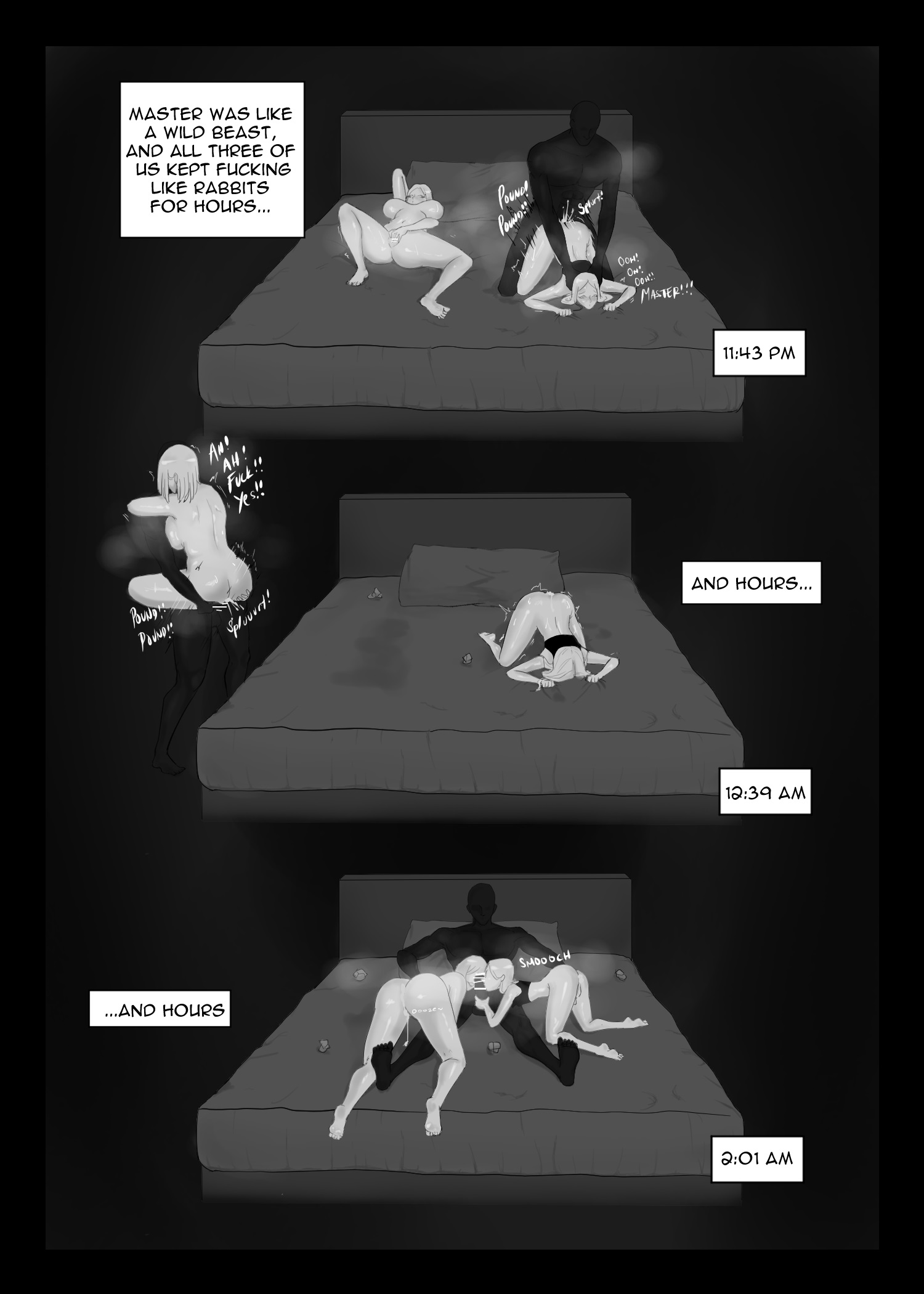 1girls, 2boys, 2d, 2d (artwork), all fours, anal sex, ass, ass up, background, bar censor, barefoot, bed, bi domination, big breasts, bisexual, bisexual fellatio, bisexual male, black and white, black body, black border, blush, border, both sexes in same situation, bottomless male, breasts, bully, carrying, carrying partner, censored, cheating, cheating mother, cock worship, collaborative fellatio, comic, comic page, completely nude, creampie, crop top, cum, cum drip, dark skin, dark-skinned male, doggy style, dominant male, english text, feet, fellatio, female, female masturbation, female penetrated, female supporting yaoi, femboy, feminization, femsub, fingering, fingering pussy, fingering self, gay domination, gelatomusume, interracial, larger female, laying, licking, licking penis, lifting, light skin, light-skinned female, light-skinned male, male, male and female subs, male penetrating, male penetrating female, male penetrating male, maledom, malesub, master, masturbation, mature female, mmf threesome, moaning, mostly nude, mother, mother and son, motherly cuckold, multiple boys, multiple males, multiple subs, nude, nude female, nude male, nudity, on back, on bed, onomatopoeia, oral, partially clothed, penetration, penis, penis size difference, pounding, pussy, rear view, rough sex, sex, sheet grab, sheets, shiny skin, shirt, shorter male, side view, simple background, sissification, sissy, size difference, sleeveless, small penis humiliation, smaller male, spread legs, standing, standing sex, straight, submissive, submissive female, submissive male, taking turns, taller male, text, threesome, timestamp, top-down bottom-up, trash, trio, twink, yaoi