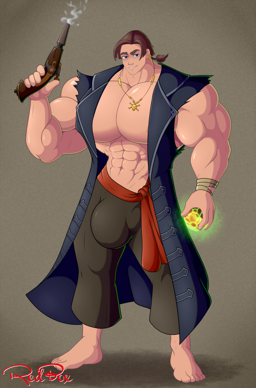 1boy barefoot big_bulge big_muscles big_pecs blaster buff bulge disney gun huge_bulge huge_muscles huge_pecs hyper_bulge hyper_muscles hyper_pecs jim_hawkins male male_only map muscles muscular muscular_male pecs pirate red-box shiny_skin tagme treasure_planet