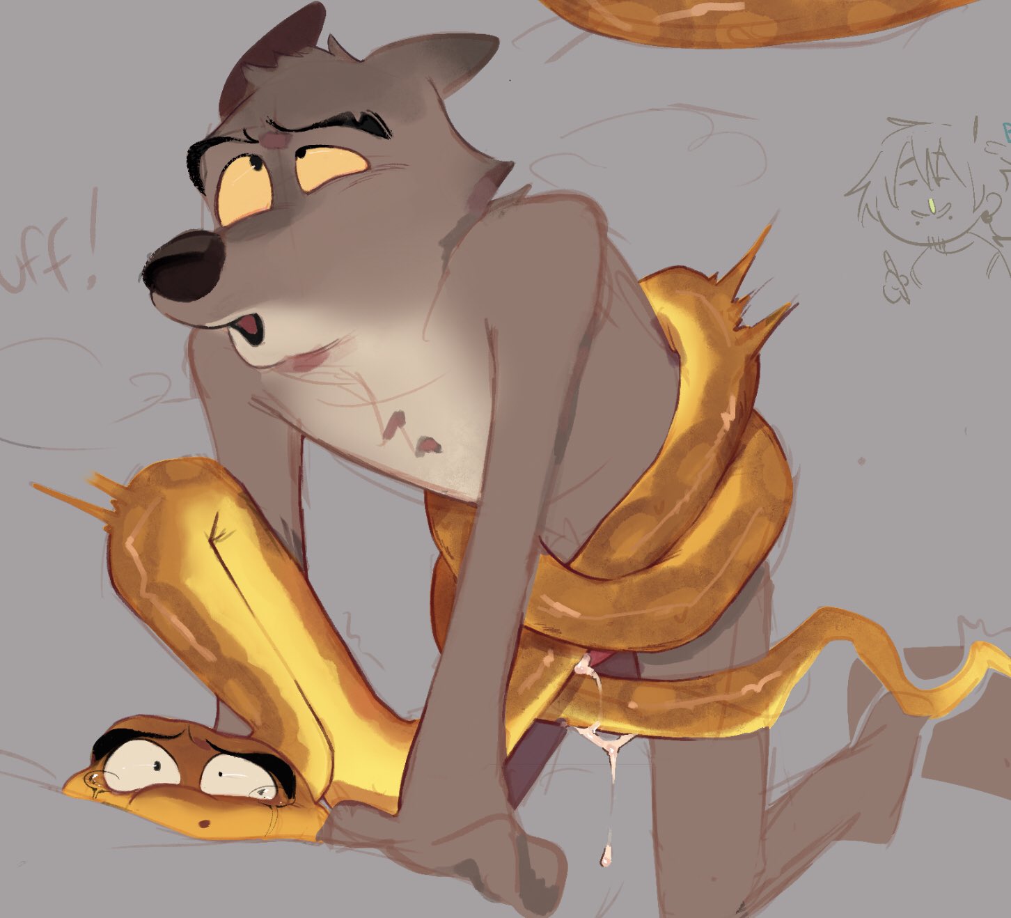 2boys, anal, crying, crying with eyes open, cum, cum inside, furry, gay, komoriisan, male, male only, male/male, mr. snake (the bad guys), mr. wolf (the bad guys), reptile, scalie, snake, taking it all, tears of pain, tears of pleasure, the bad guys, wolf, yaoi