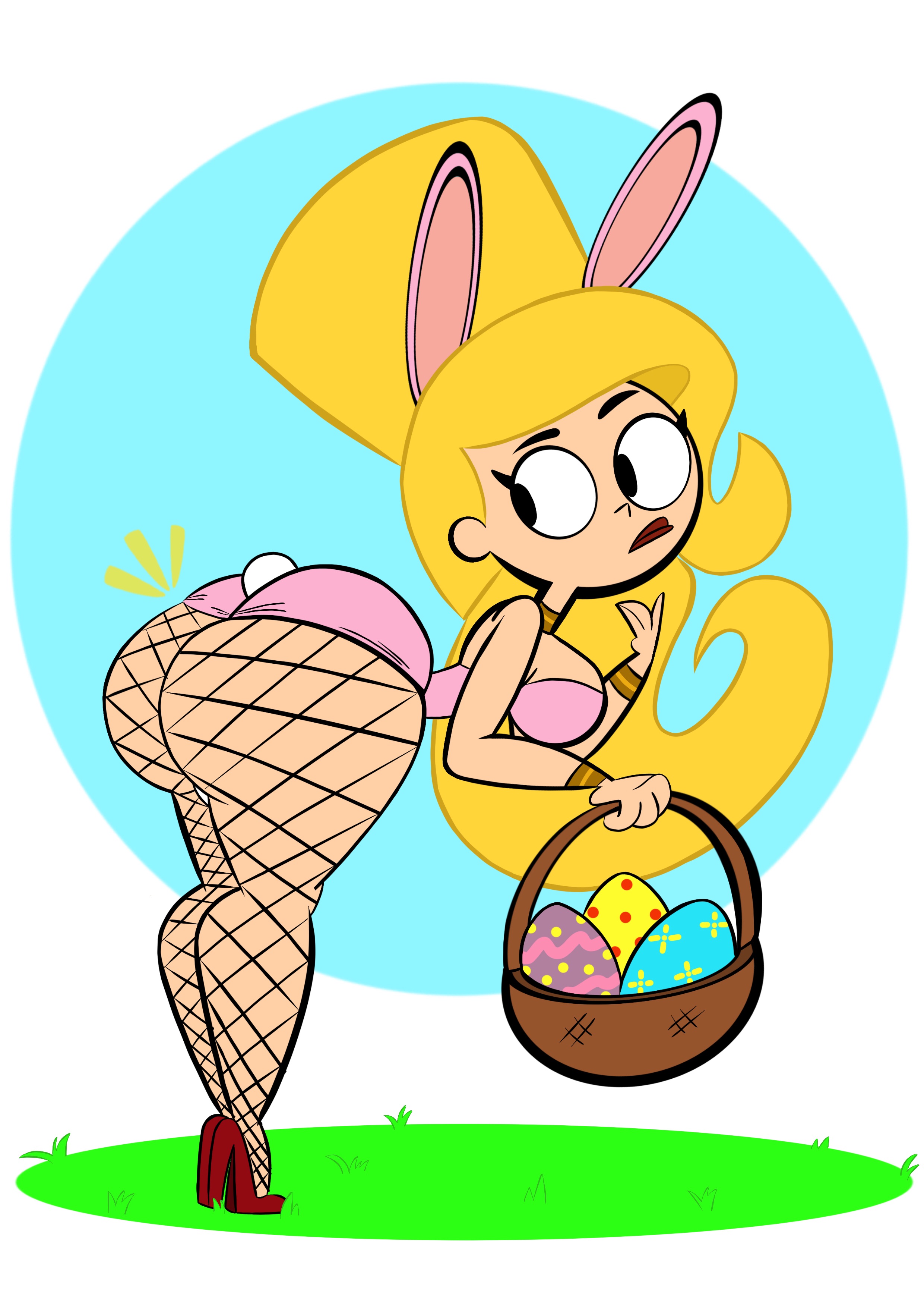 ass, ass focus, bent over, big ass, big breasts, blonde hair, breasts, bunny ears, bunny tail, codykins123, easter, eris (billy and mandy), female, female only, huge ass, looking back, the grim adventures of billy and mandy