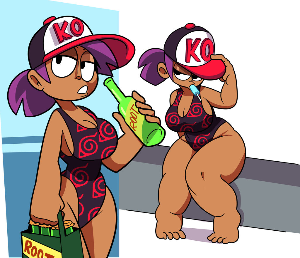 barefoot big_breasts bikini breasts dark_skin enid feet female female_only hat headwear human ok_k.o.!_let's_be_heroes superspoe swimsuit thick_thighs