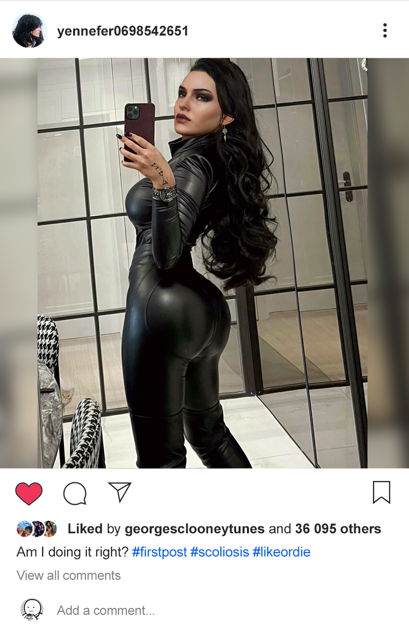 1girls, 3d, ass, big ass, black hair, black nails, blue eyes, curvy, female, female only, instagram, leather, long hair, looking at viewer, seductive, tattoo, the witcher (series), the witcher 3: wild hunt, thick ass, vultur3d, yennefer