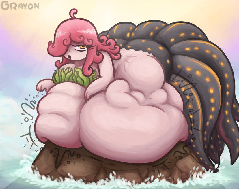 3girls belly_bigger_than_body belly_bigger_than_head belly_deformation big_breasts bigger_female black_tentacles female_only female_pred grayoncrayon hyper_belly laying_down laying_on_belly laying_on_stomach mermaid mermaid_girl mermaid_tail multiple_girls ocean ocean_background octopus octopus_humanoid octopus_tentacle part_3 pink_hair pink_skin rock stomach_deformation stomach_noises struggling_prey tagme tentacle vore vore_belly voreception water_creature yellow_eyes