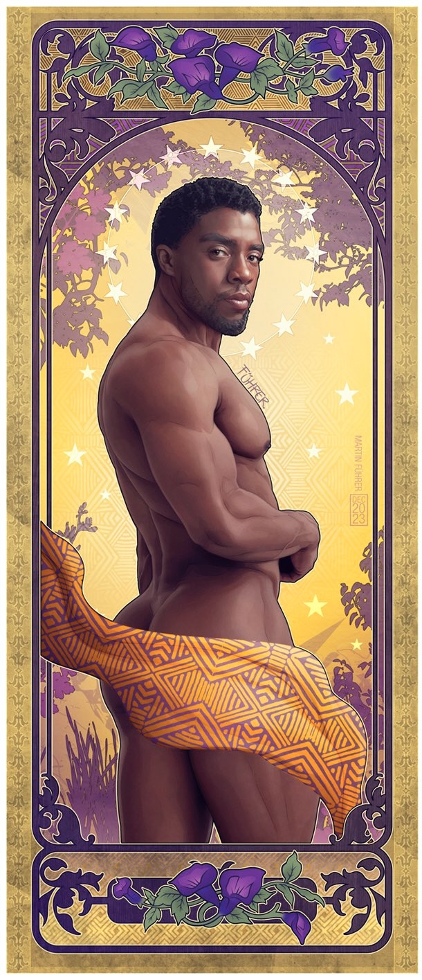 actor african african_male biceps black_panther_(marvel) black_panther_(series) celebrity chadwick_boseman covered_ass covered_butt dark-skinned_male dark_skin fuhrerdoodles in_character male male_only marvel marvel_cinematic_universe melanin muscles muscular muscular_male summer t'challa