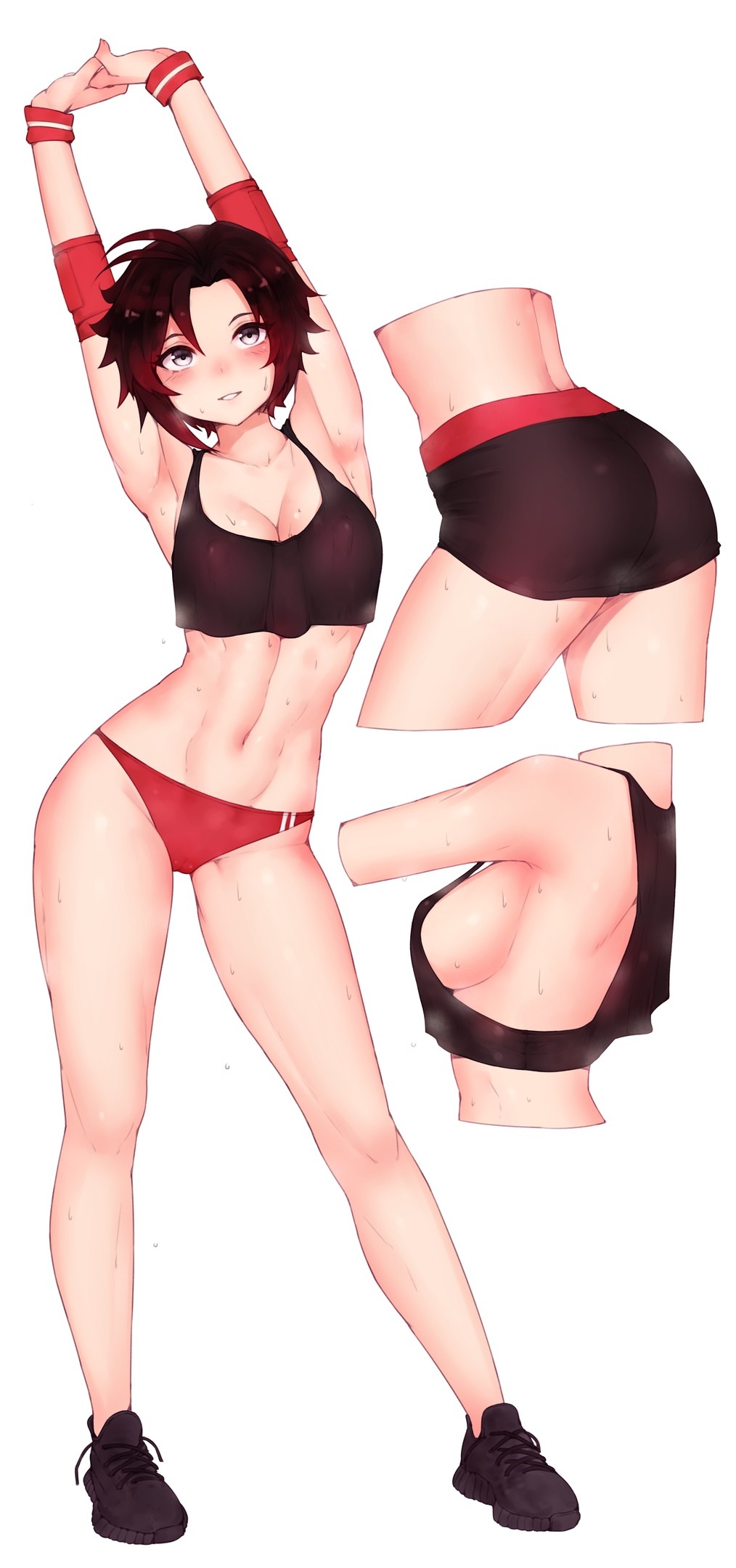 1girls, armpits, ass, bluefield, female, horny, panties, ruby rose, rwby, tagme, white background