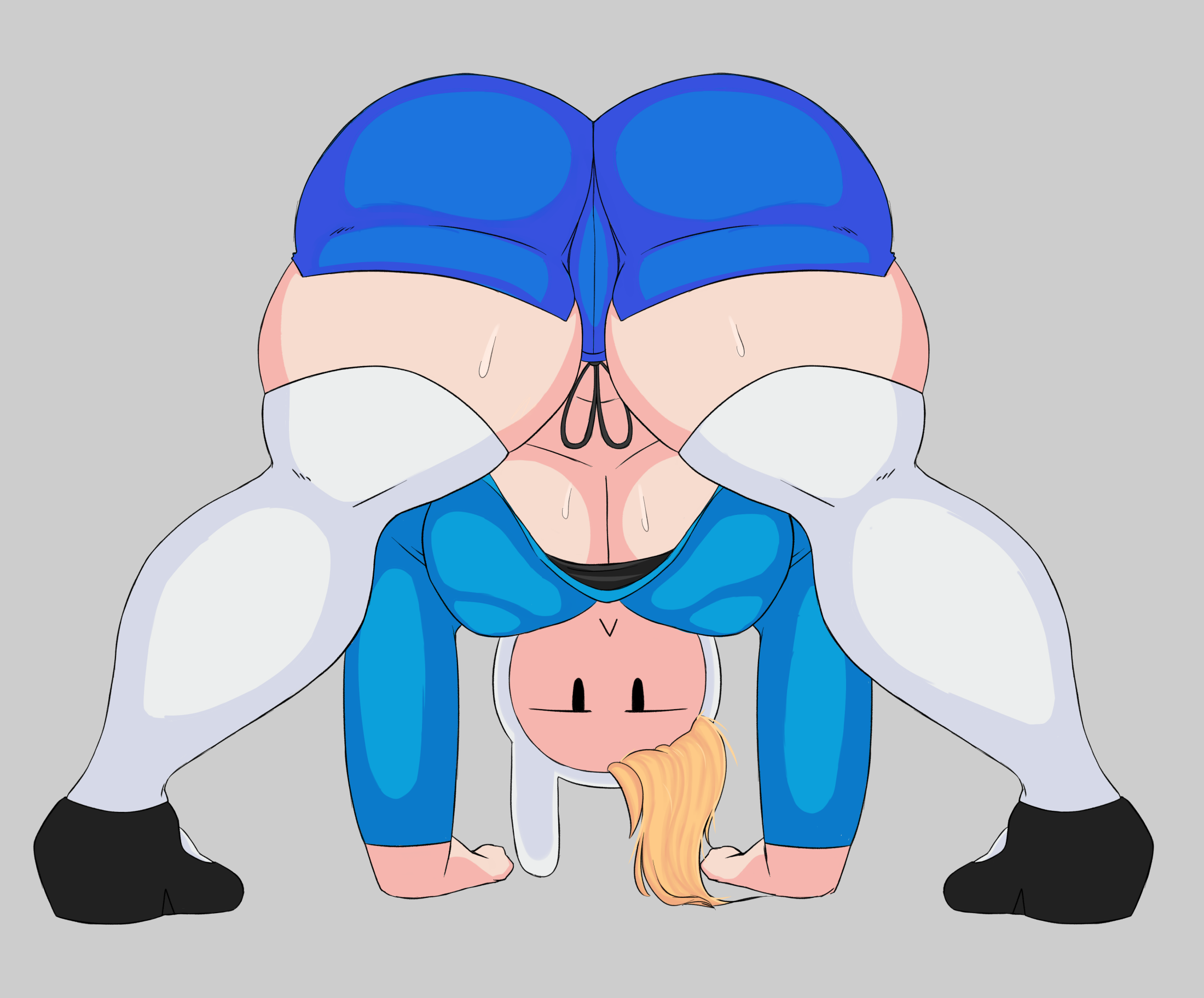 adventure time, ass, bubble ass, bubble butt, cartoon network, female, fionna the human girl, human, shorts, showing ass, sweatdrop, sweating, thick, warner brothers, yellow hair