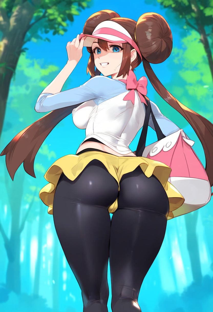 1girls ai_generated ass dclp double_bun huge_ass pokemon rosa_(pokemon) standing