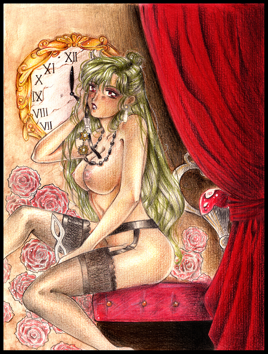 1girls bishoujo_senshi_sailor_moon female green_hair medium_breasts setsuna_meiou sirkowski stockings tagme