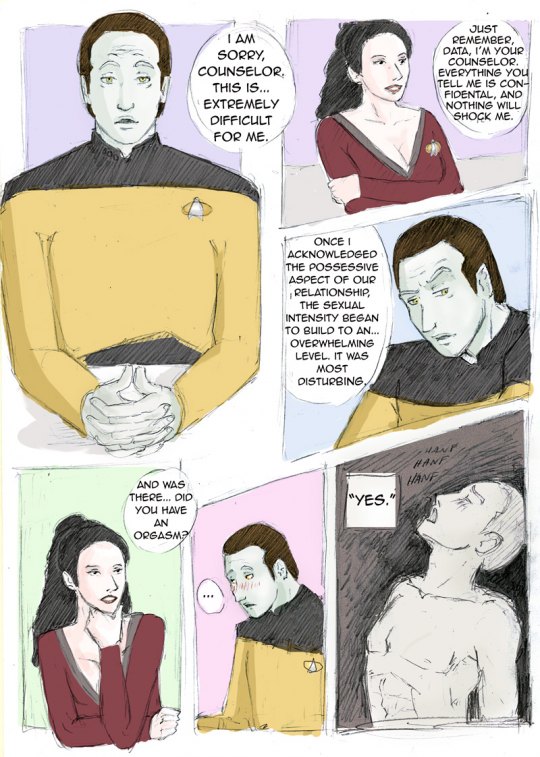 alien android betazoid_(species) cleavage clothed collarbone combadge comic data deanna_troi english_text female humanoid male nude speech_bubble star_trek star_trek_the_next_generation starfleet_insignia starfleet_uniform