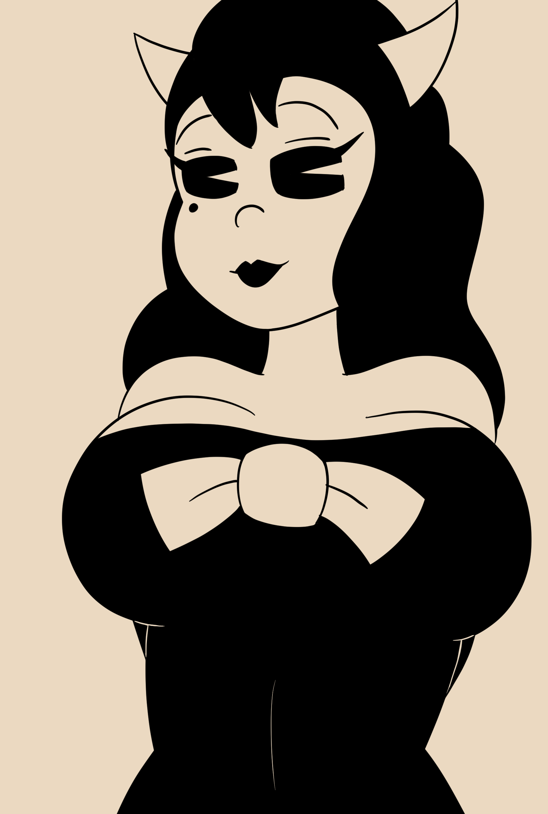 1girls, alice angel, angel, anthro, beanontoast, bendy and the ink machine, big breasts, breasts, clothed, female, massive breasts, sfw