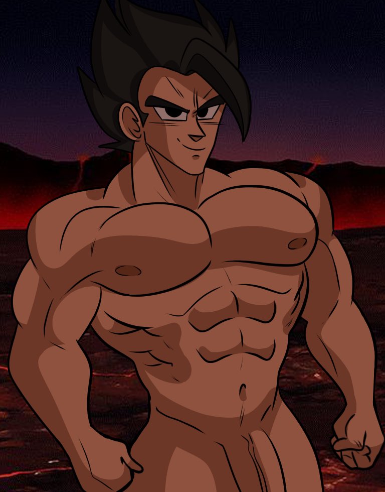 beefcake completely_nude completely_nude_male dragon_ball flaccid gogeta hunk jamvcr large_penis male_focus male_only muscle muscles muscular_male solo solo_male