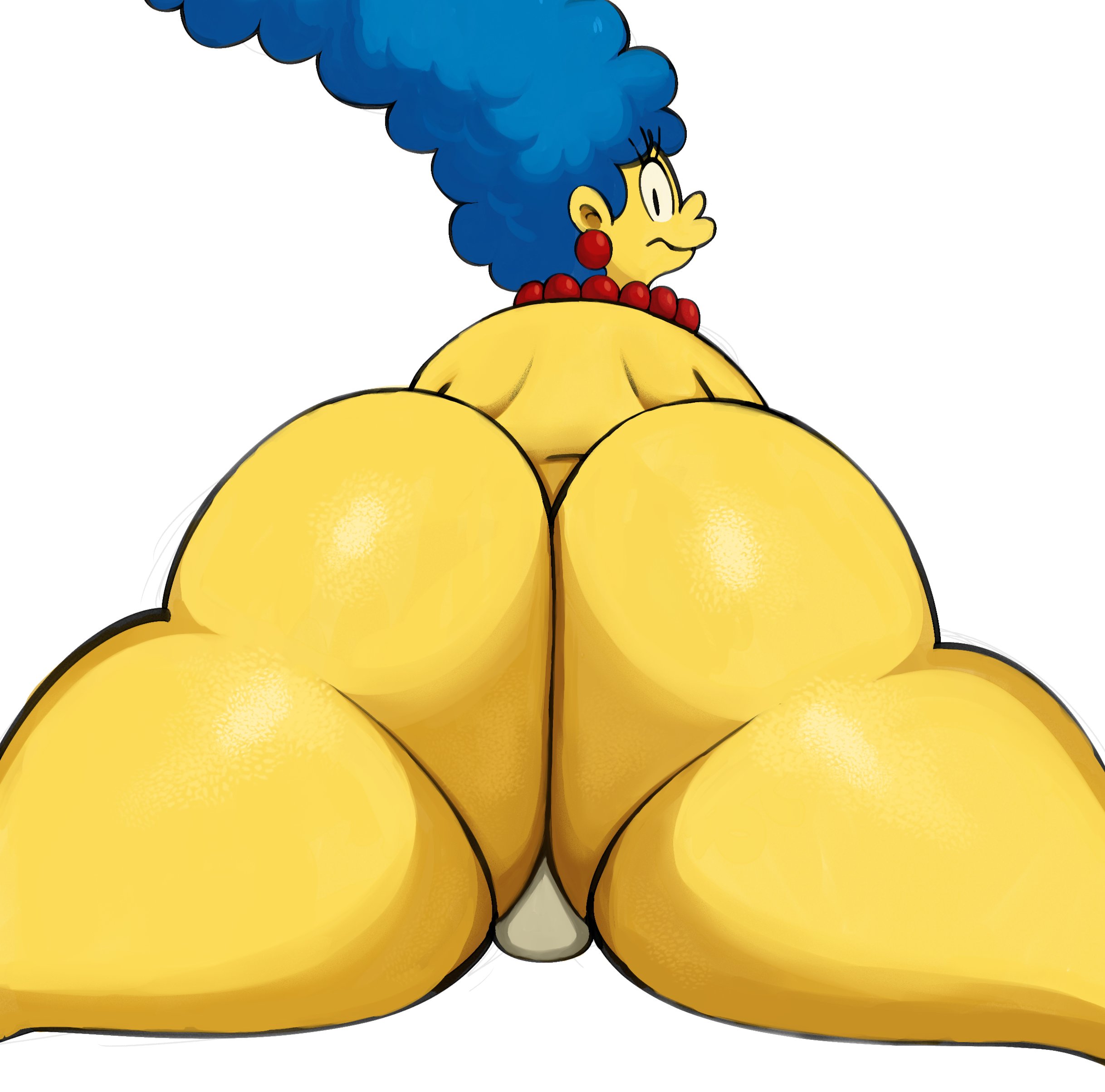 1girls, ass, big ass, big butt, blue hair, bubble ass, bubble butt, fat ass, female, female only, huge ass, huge butt, large ass, looking back, marge simpson, mature female, milf, solo, solo female, sssonic2, the simpsons, thick, thick ass, thick thighs, voluptuous, white background, wide hips