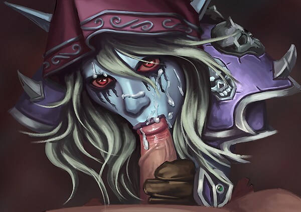 :>=, blowjob, cum, cum on face, fellatio, female, female focus, sylvanas windrunner, tagme, vinwersmut, world of warcraft