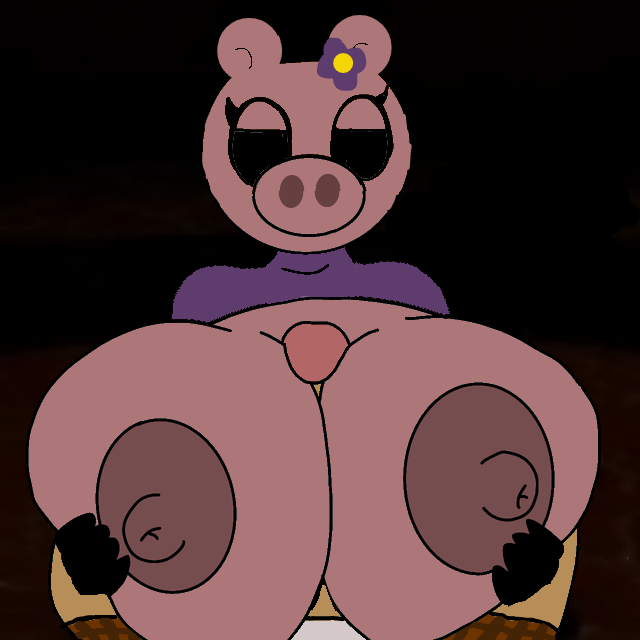 1boy 1girls anal_sex anthro big_breasts black_eyes equivalent_piece2498 furry horse infected mother_(piggy) paizuri penis peter_(piggy) pig piggy_(game) pink_skin purple_clothing purple_flower roblox roblox_game sex source_request tagme titfuck titjob