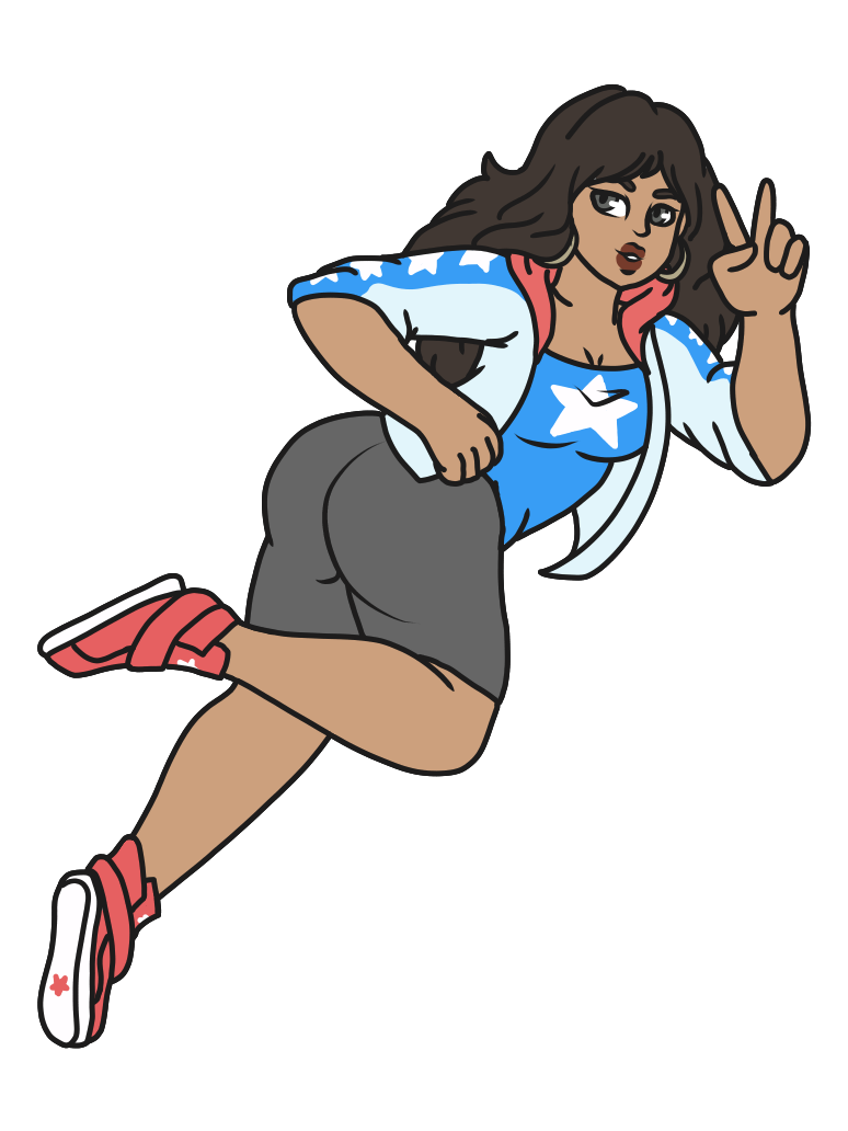 1girls america_chavez dark-skinned_female dark_skin earrings female female_only fully_clothed hoop_earrings latina marvel marvel_comics miss_america solo superheroine tagme thiccs