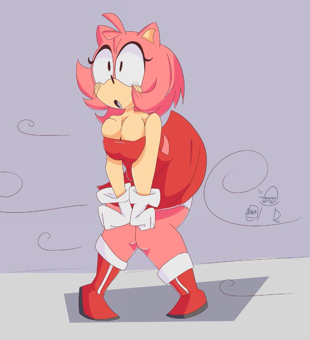 accidental_exposure amy_rose big_breasts boots breeze draft dress dress_lift eddy_spugeddy footwear panties pink_fur sonic_(series) sonic_the_hedgehog_(series) thick_thighs upskirt wardrobe_malfunction