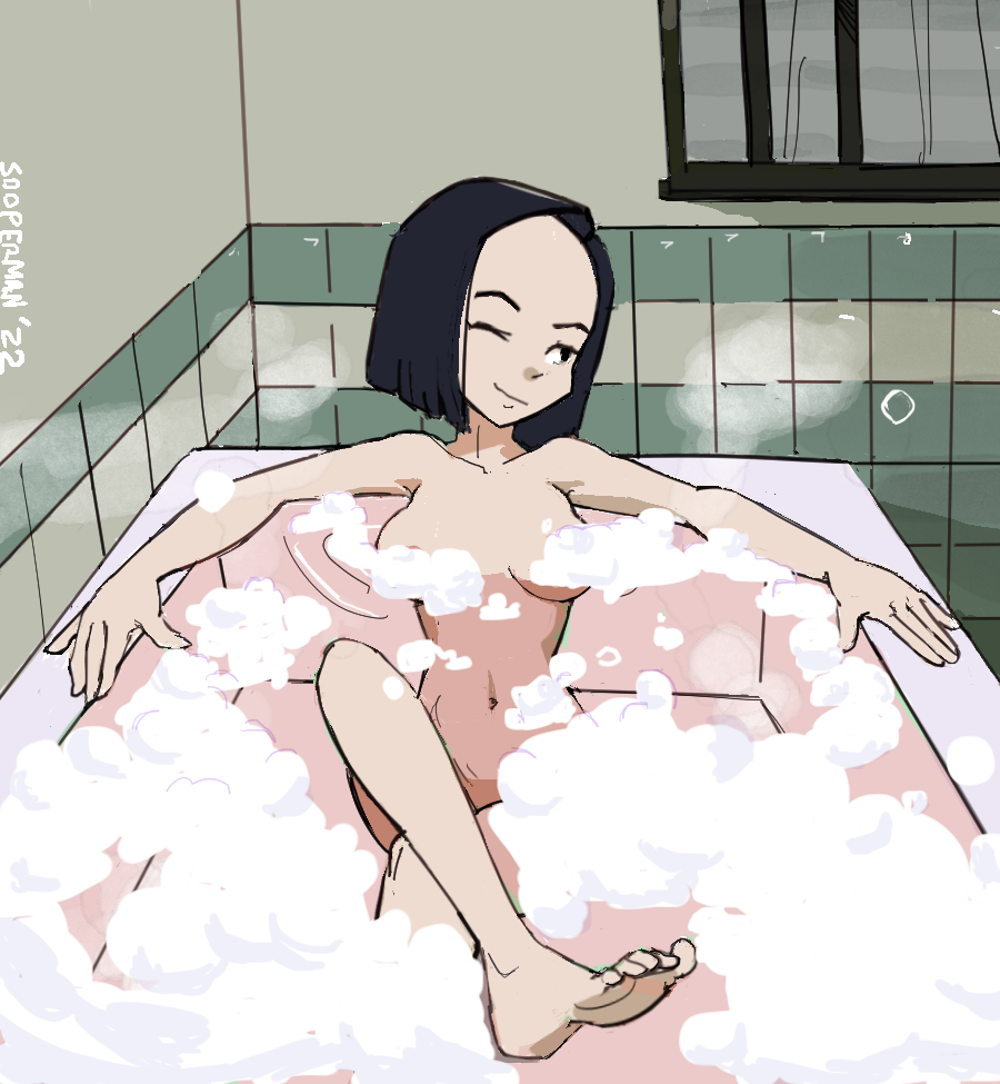 barefoot bathing bathroom bathtub bubble_bath code_lyoko commission feet female human nude soles solo sooperman tagme toes yumi_ishiyama