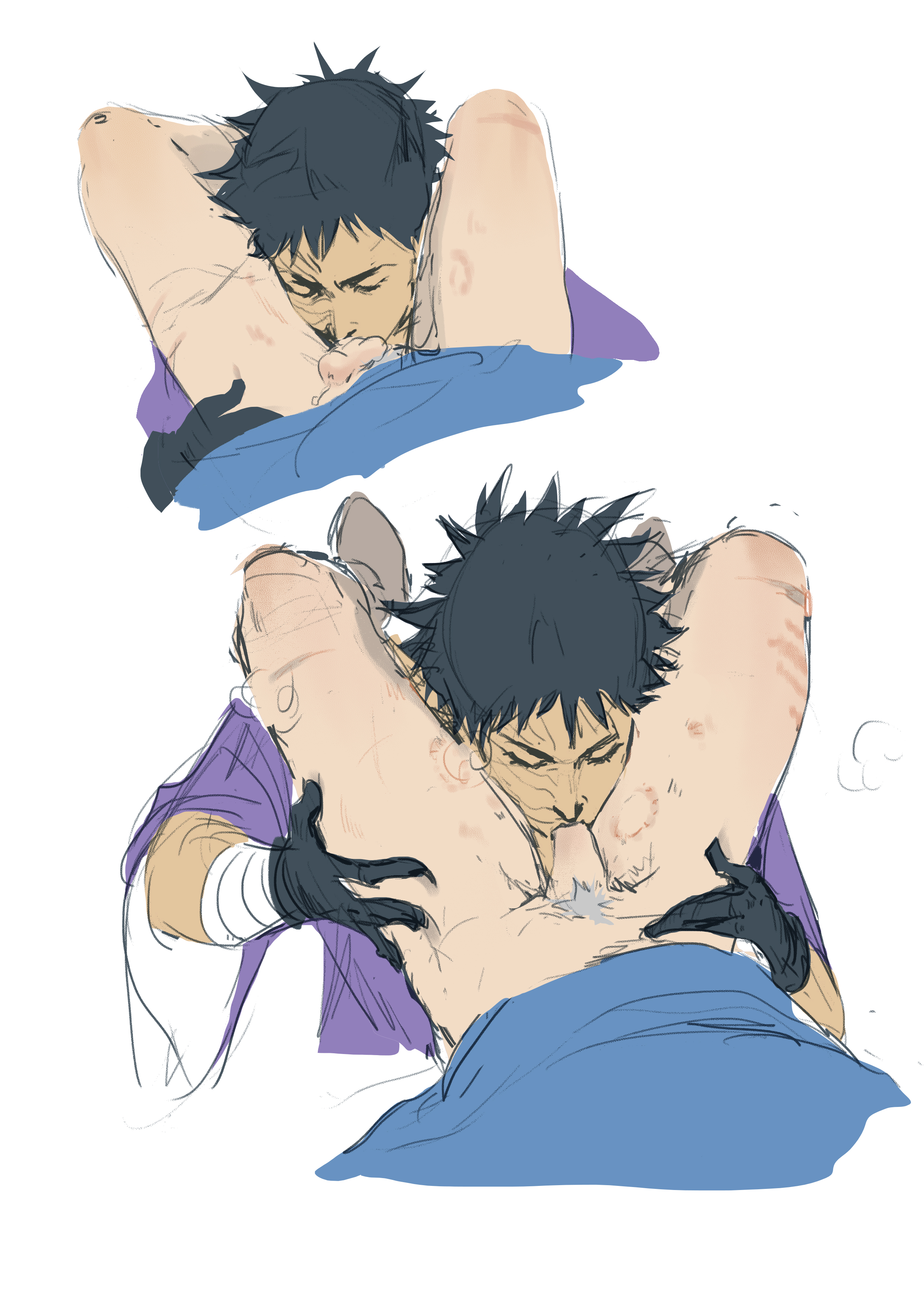 2boys, blowjob, cropped torso, fellatio, gay, grey pubic hair, hatake kakashi, male, male only, male/male, multiple boys, multiple males, naruto, naruto (series), naruto shippuden, nsfwbutter, oral, penis, penis in mouth, pubic hair, sex, short hair, uchiha obito, yaoi