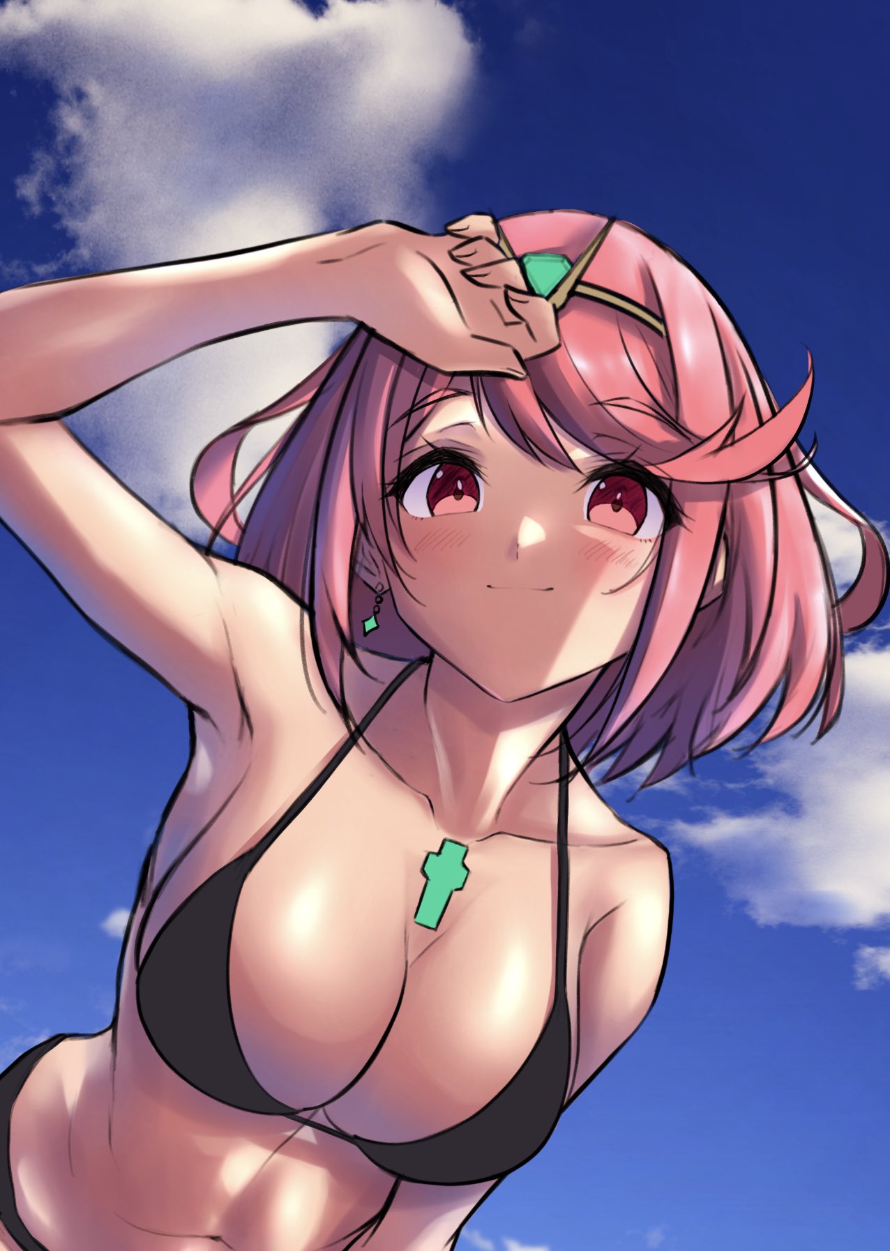 1girls, breasts, female, female only, hkslcabb, nintendo, outdoors, outside, pyra, solo, tagme, xenoblade (series), xenoblade chronicles 2