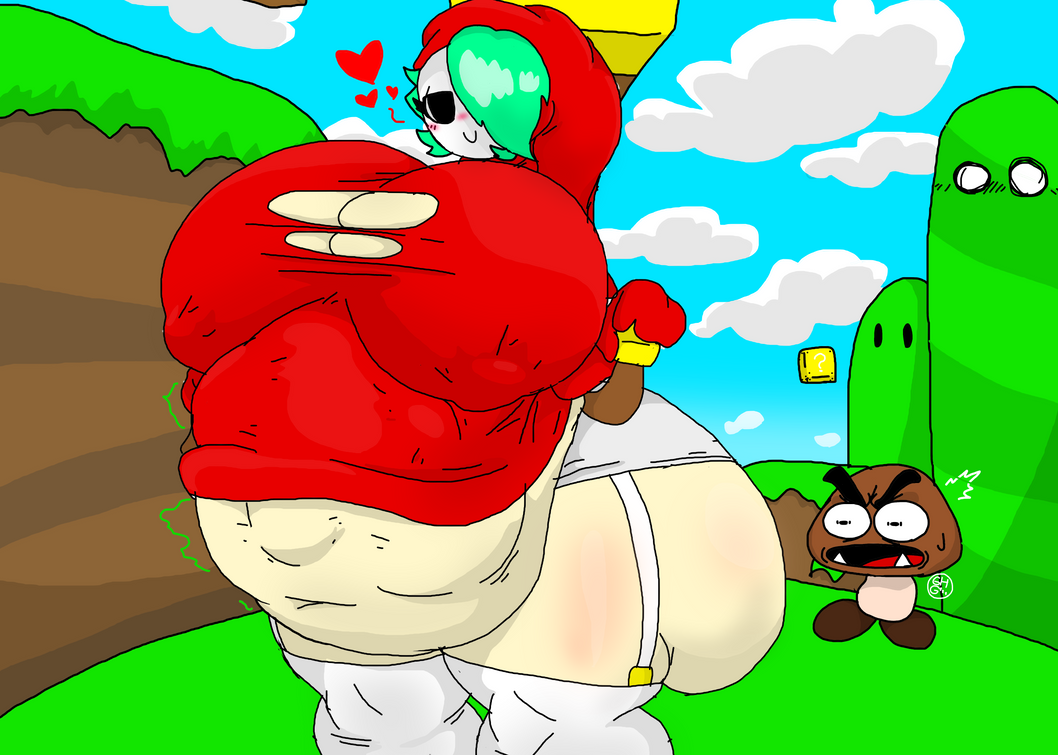 big_breasts ghg121 goomba huge_ass mario_(series) nintendo ripped_clothing shy_gal shy_gal_red stockings stomach_bulge super_mario_bros. tagme vore