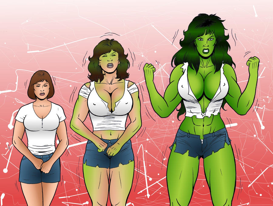 1girls big_breasts female female_only green_skin hulk_(series) jennifer_walters manicart1 marvel marvel_comics muscle_growth muscular_female ripped_clothes she-hulk solo solo_female transformation transformation_sequence