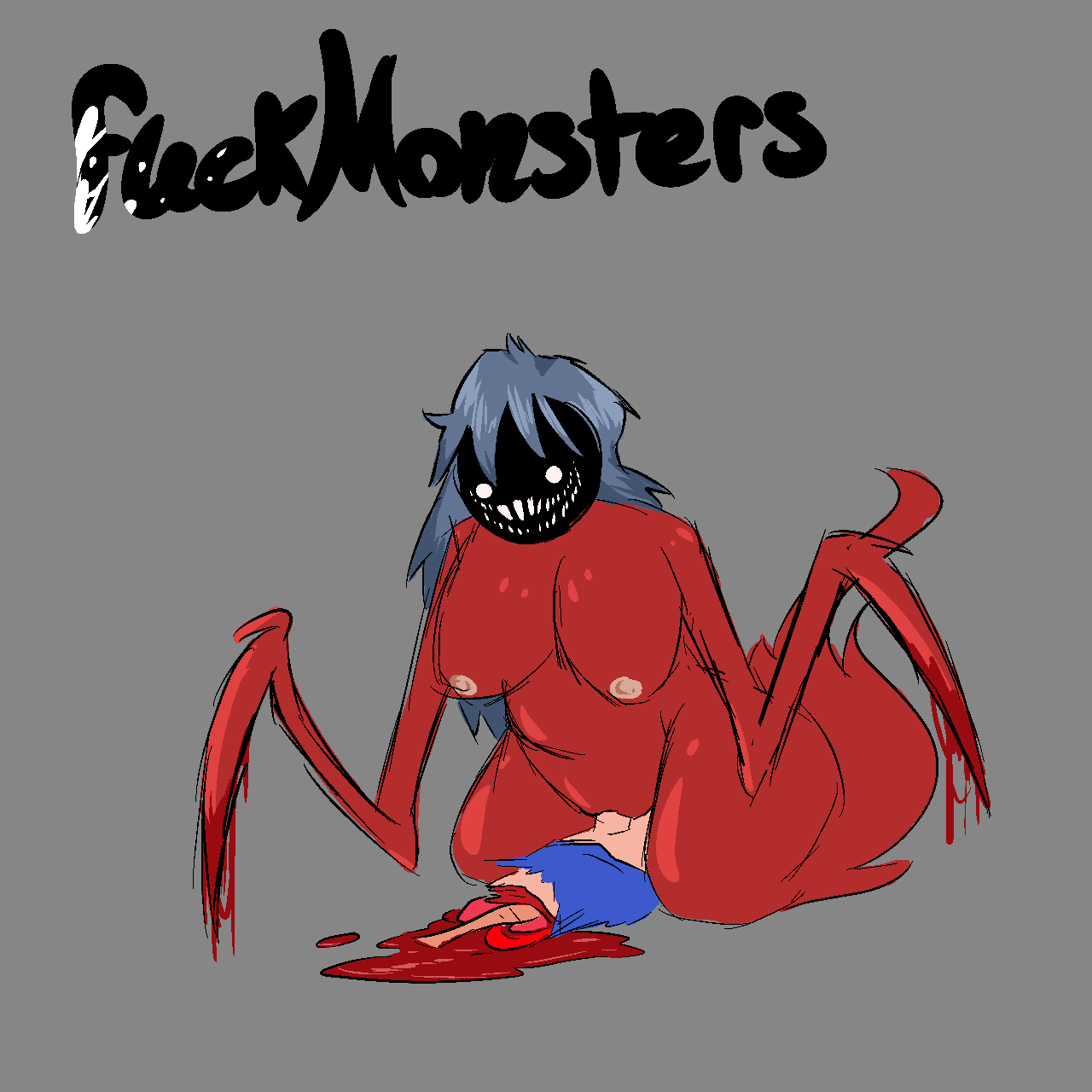 1:1 ass big_breasts big_butt blood blue_hair bodily_fluids breasts death duo female forced ghost gore hair hi_res human humanoid killing male male/female male_death mammal monster necrophilia organs rape red_body red_skin shadowed_face spirit themonsterguy thick_thighs wide_hips