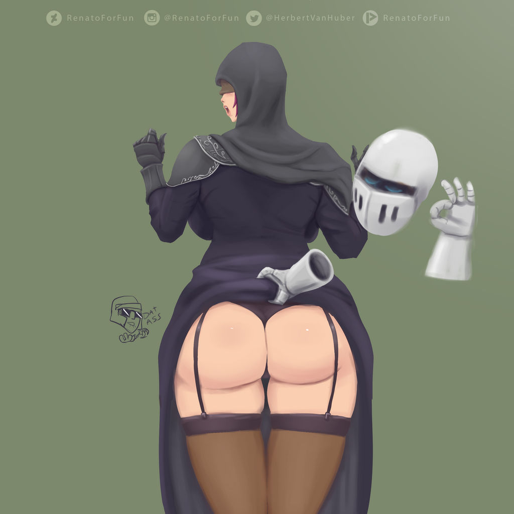 1girls armor ashen_one ass_focus assisted_exposure backboob big_ass black_panties dark_souls dark_souls_3 disembodied_hand dress_lift eyes_covered female female_focus fromsoftware garter_straps hood original_character panties renatoforfun stockings thick_thighs thighhighs wedgie wide_hips zettai_ryouiki