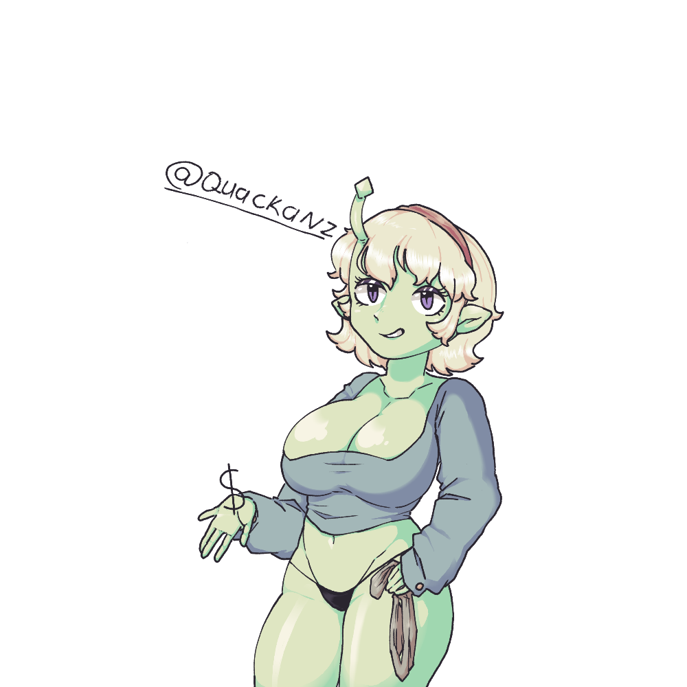 artist_request cash goblin goblin_female huge_breasts offering panties_on smirk