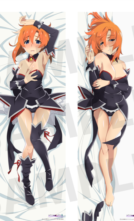 07th_expansion angel_mort_uniform armpits bare_legs bare_shoulders bare_thighs big_breasts blue_eyes dakimakura dakimakura_design embarrassed feet higurashi_no_naku_koro_ni maid maid_outfit maid_uniform official_art orange_hair red_face ryuuguu_rena thigh_gap thighs