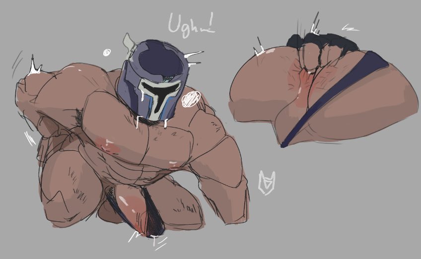 1boy balls bara boner bottomwear buff color erect_penis erection faceless_character faceless_male fingering fingering_self grey_background hard_on helmet helmet_covering_face male male_focus male_only matsuraoni muscles muscular muscular_male oc penis solo solo_focus solo_male thong underwear underwear_aside