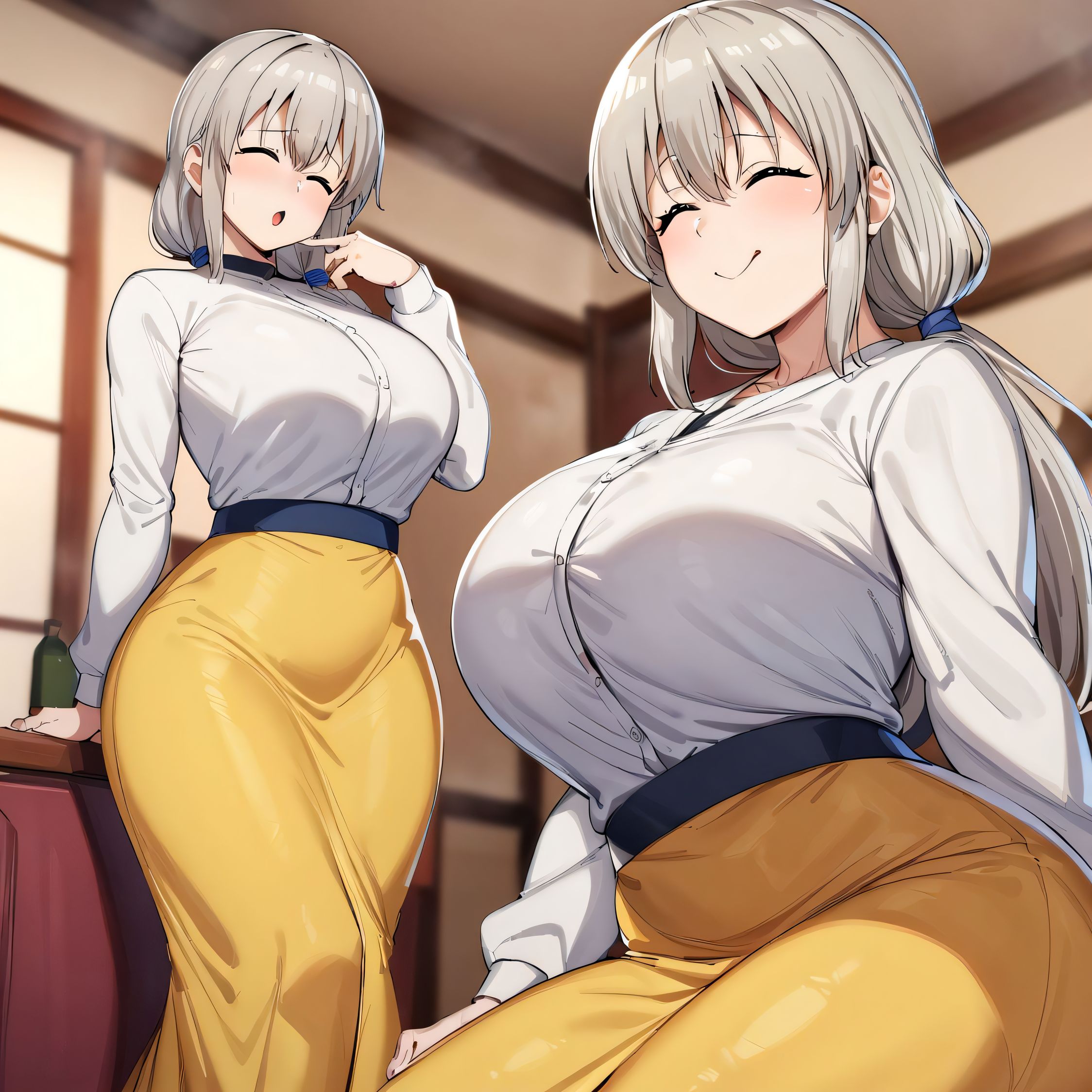 1girls, ai generated, alternate breast size, big breasts, breasts, busty, curvaceous, curvy, curvy body, curvy female, curvy figure, female, huge breasts, large breasts, nipples, skirt, solo, sweat, sweating, sweaty, sweaty body, sweaty breasts, thick thighs, thighs, uzaki tsuki, uzaki-chan wa asobitai!, voluptuous