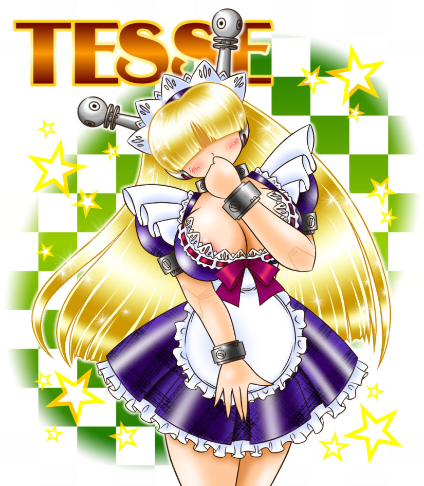 antenna blush breasts cleavage maid sunsoft tesse_ronbllozo tsukiyo_no_rinka waku_waku_7