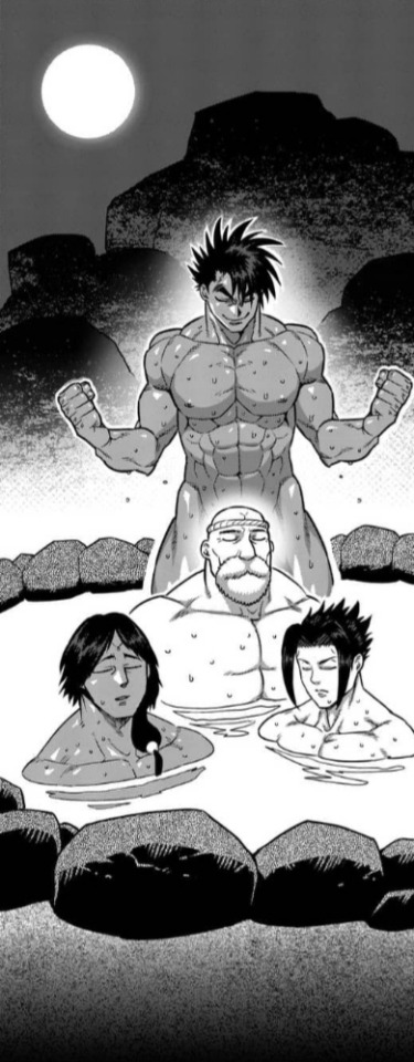 4boys abs asian_male dark-skinned_male daromeon gaolang_wongsawat heterosexual karo_yoshinari kengan_(series) kengan_ashura male male_only mikazuchi_rei muscular muscular_male official_art old_man pool size_difference yoroizuka_saw_paing