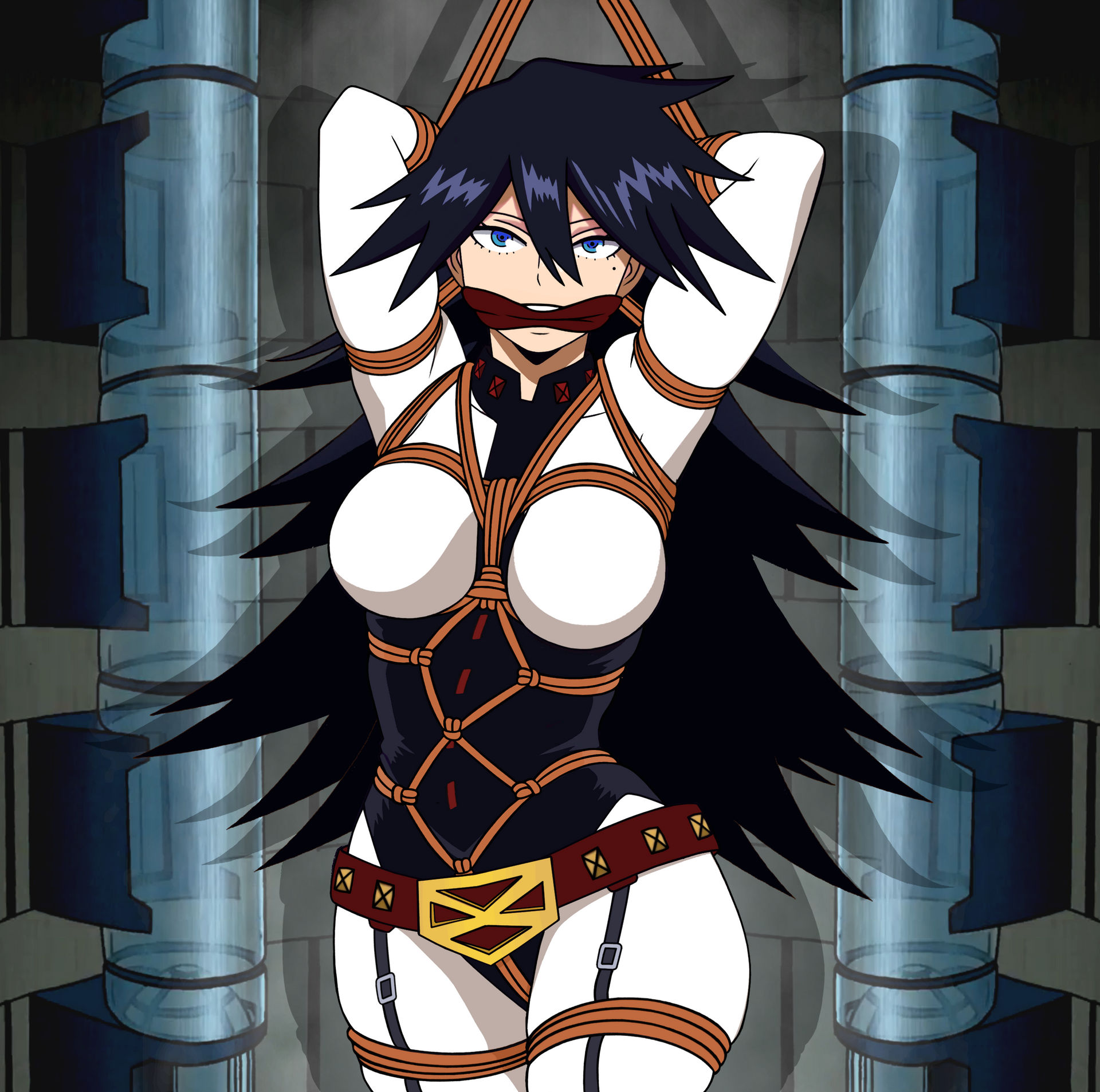 1girls, bondage, bound, female, gag, gagged, liganometry, midnight (my hero academia), my hero academia, nemuri kayama, tied up