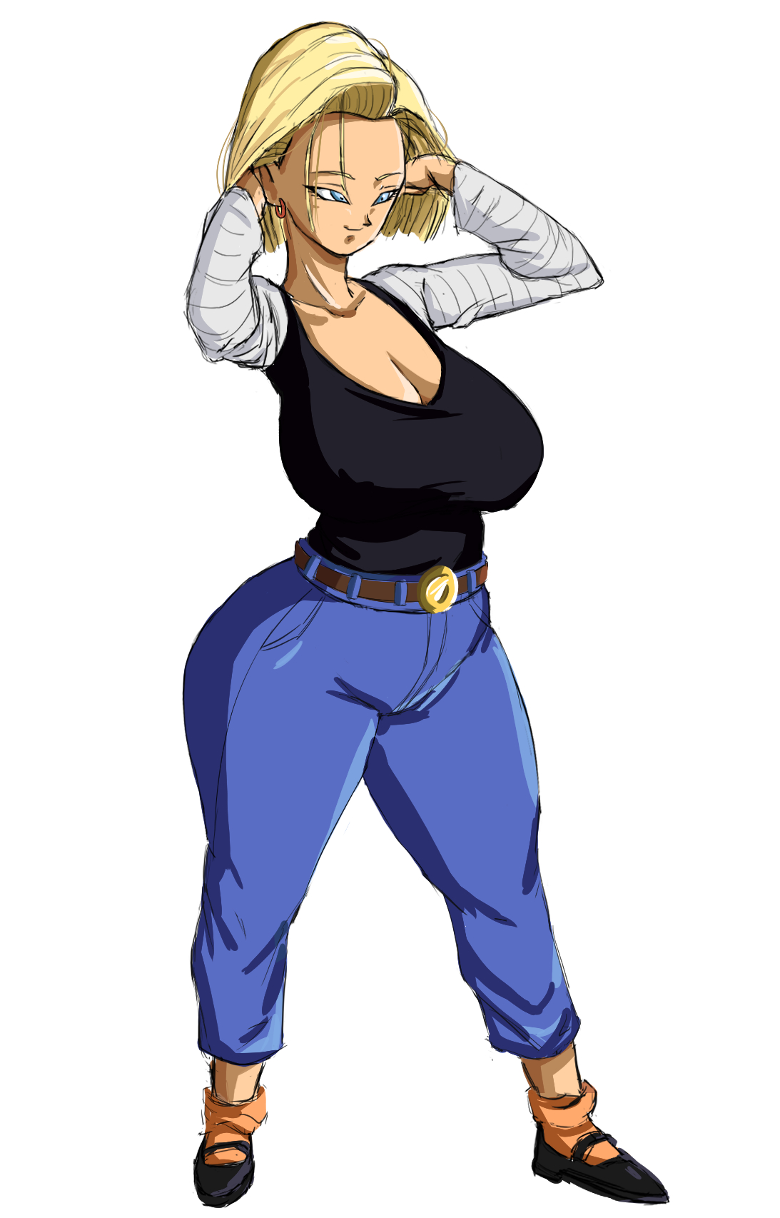 1girls, android 18, ass, blonde, blonde female, blonde hair, blue eyes, breasts, cameltoe, cleavage, curvy, dragon ball, erect nipples, female, huge areolae, huge ass, huge breasts, nipples, panarandom, puffy nipples, pussy, short hair, thick lips, voluptuous, wide hips, yellow hair
