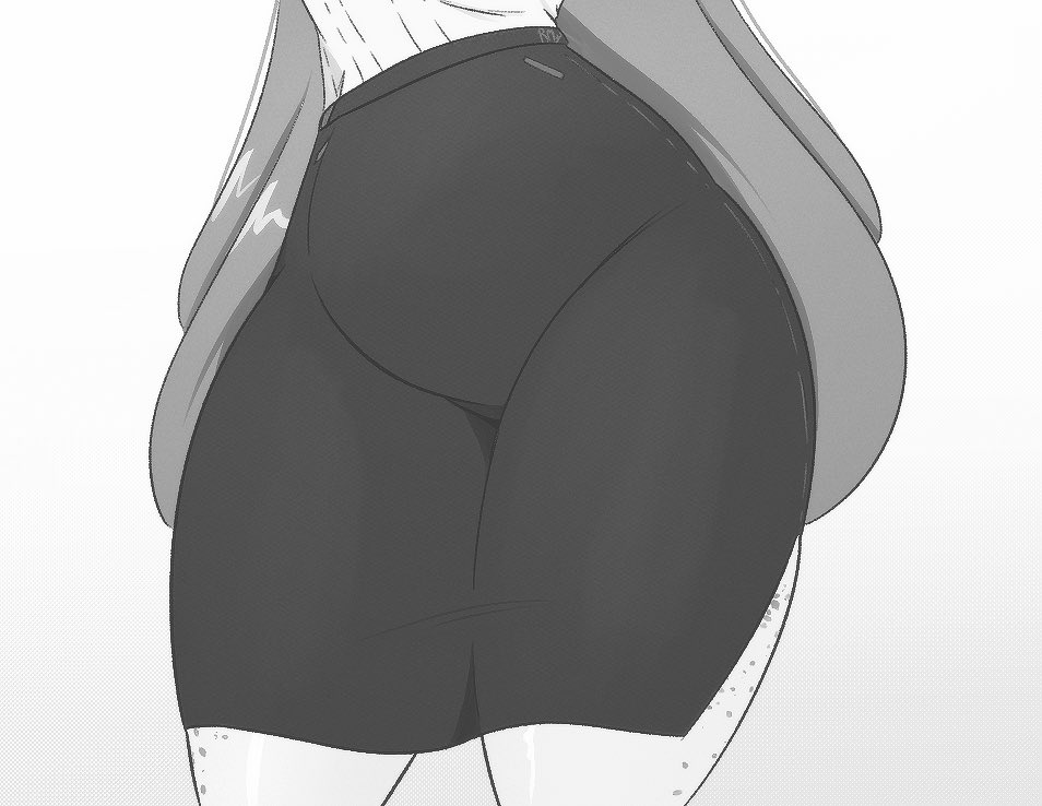 belly female freckles greyscale hip_focus hip_sway pencil_skirt pose presenting_belly riley_moore_(artist) tagme thick_thighs thighs tummy