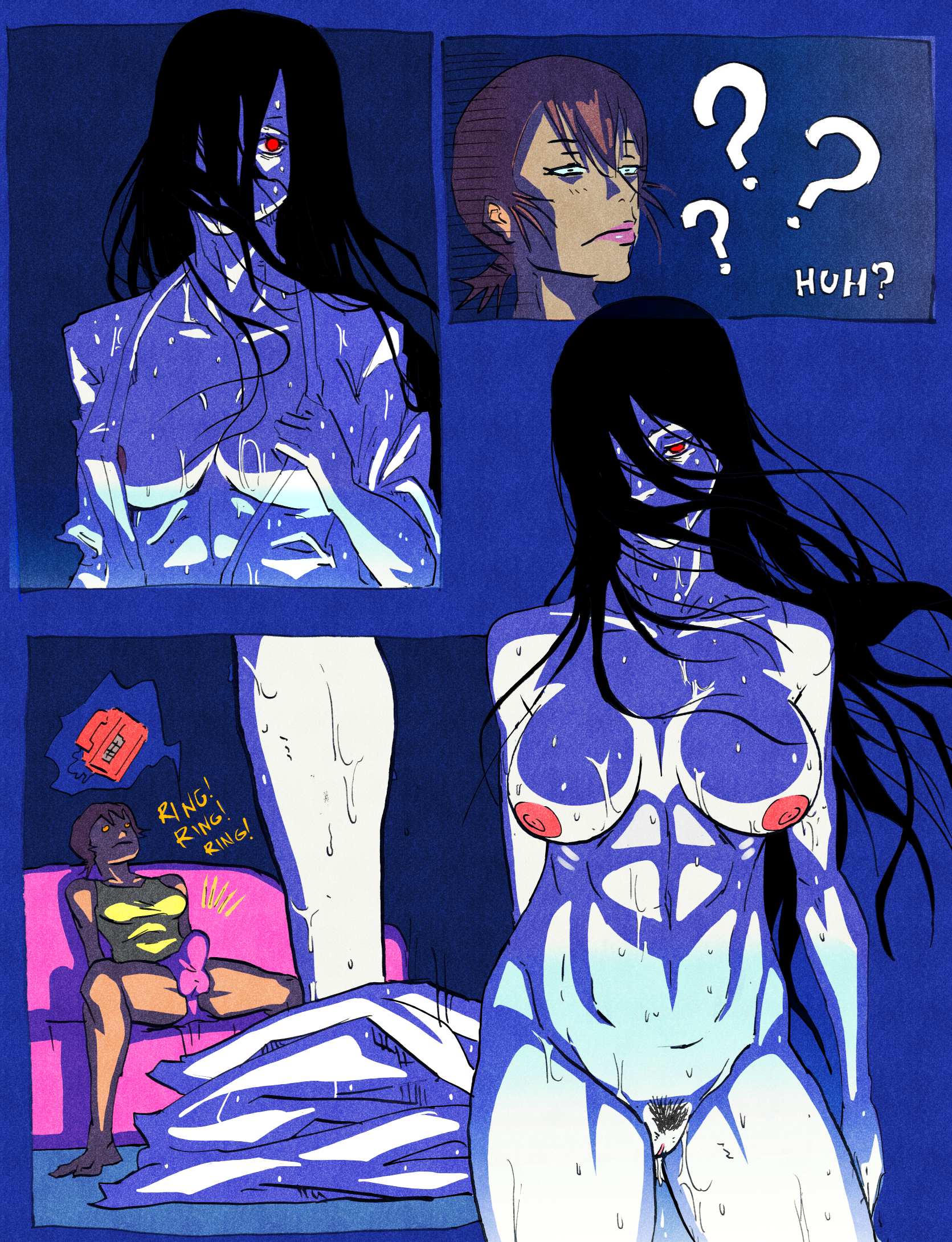 1futa, abs, areolae, balls, balls bulge, balls in panties, balls under clothes, big breasts, black hair, breasts, brown hair, bulge, comic, dickgirl, duo, erection, erection in panties, erection under clothes, female, futanari, ghost, human, humanoid, intersex, long hair, nipples, nude, panties, panty bulge, penis, penis bulge, penis in panties, penis under clothes, pussy, red eyes, standing, tan skin, tenting, text, the ring, toned, toned female, uselessbegging, white skin, yamamura sadako