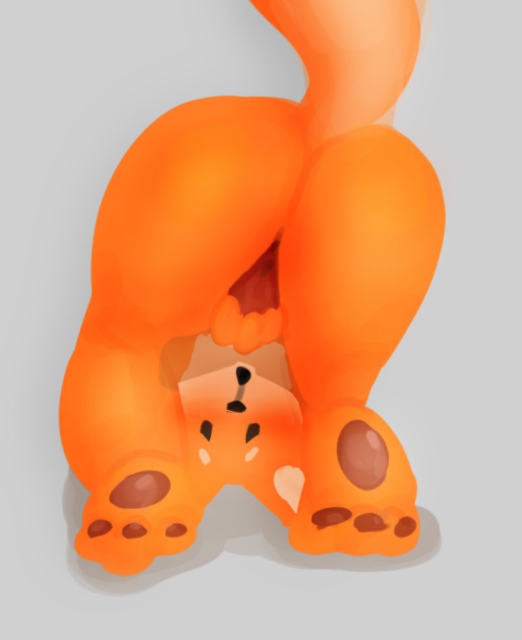 anthro black_eyes canid canine female feral fingering fox foxtrot foxtrot_(copyright) foxy_(foxtrot) genitals grey_background hi_res lineless mammal orange_body paws pussy simple_background solo spread_pussy spreading unknownhornyartist white_body