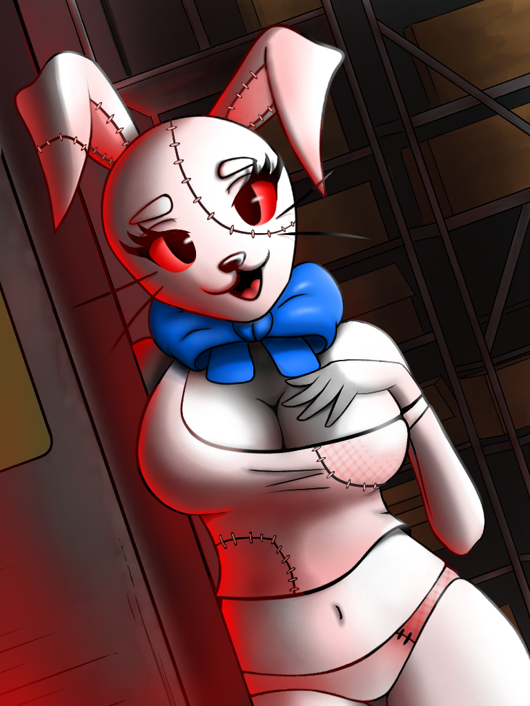 big breasts, breasts, female, five nights at freddy's, five nights at freddy's: security breach, furry, rabbit ears, red eyes, solo, vanny (fnaf)