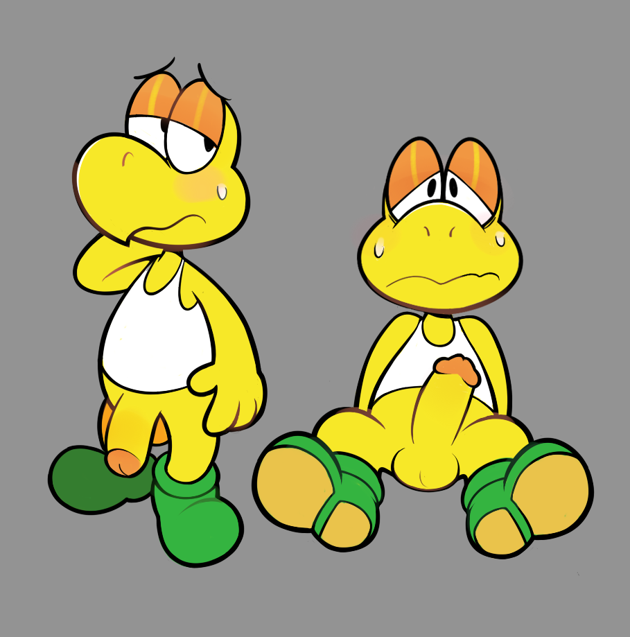 anthro boots desperadiation erection flaccid koopa koopa_troopa male male_only mario_(series) scalie tank_top turtle yellow_scales