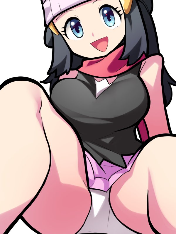 1girls, ass, beanie, bellupup, big breasts, blue eyes, blue hair, bottomwear, breasts, clothing, dawn (pokemon), female, female only, game freak, legs, open mouth, panties, pantyshot, pink skirt, pokemon, pokemon dppt, scarf, skirt, smile, solo, solo female, thick thighs, thighs, white panties