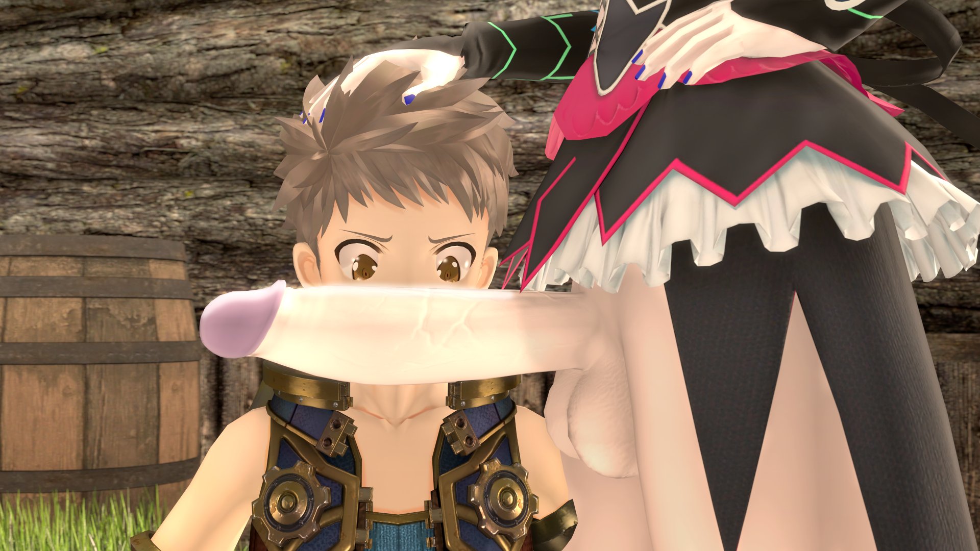 1boy, 1futa, 3d, futa is bigger, futa on male, futadom, futanari, huge cock, imminent sex, intersex, male, mei (xenoblade), nintendo, penis, penis awe, penis on face, rex (xenoblade), theboobedone, vale (xenoblade), xenoblade (series), xenoblade chronicles 2