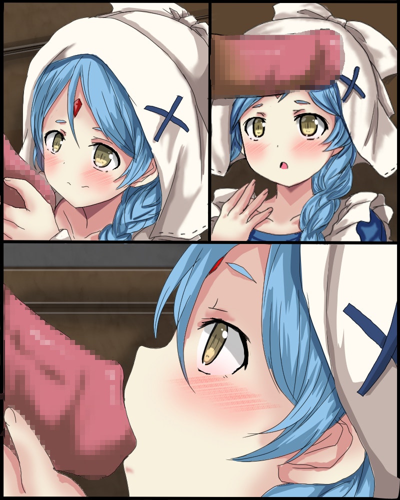 1girls blue_hair blush braid braided_ponytail censored close-up fellatio female female_focus fire_emblem fire_emblem_fates horse lilith_(fire_emblem) maid multicolored_hair nintendo oral oseruko2006 penis_awe penis_grab penis_kiss ponytail red_hair slit_pupils smile solo_focus stable yellow_eyes zoophilia