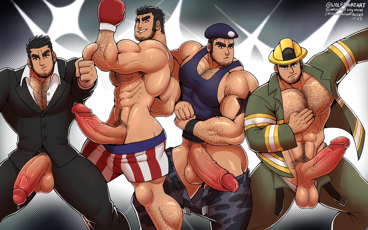 balls, bara, beard stubble, big penis, boner, boxing gloves, chest hair, erection, firefighter helmet, firefighter uniform, gay, hairy, hairy chest, hairy male, happy trail, huge cock, lucas lee, male, male only, navel, nipples, penis, scott pilgrim, scott pilgrim ex, thick penis, wolfshirtart, yaoi