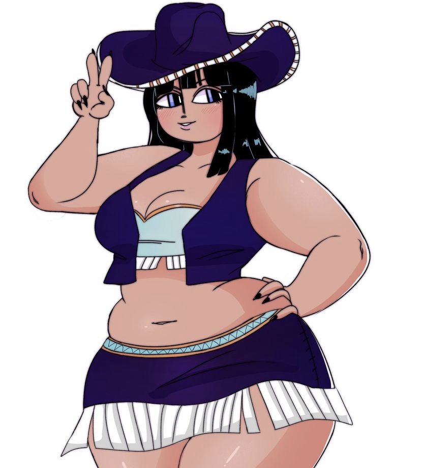 artist_request chubby cowboy_hat female female_only hand_on_hip midriff miss_all_sunday navel nico_robin one_piece pre-timeskip thick_ass thick_thighs