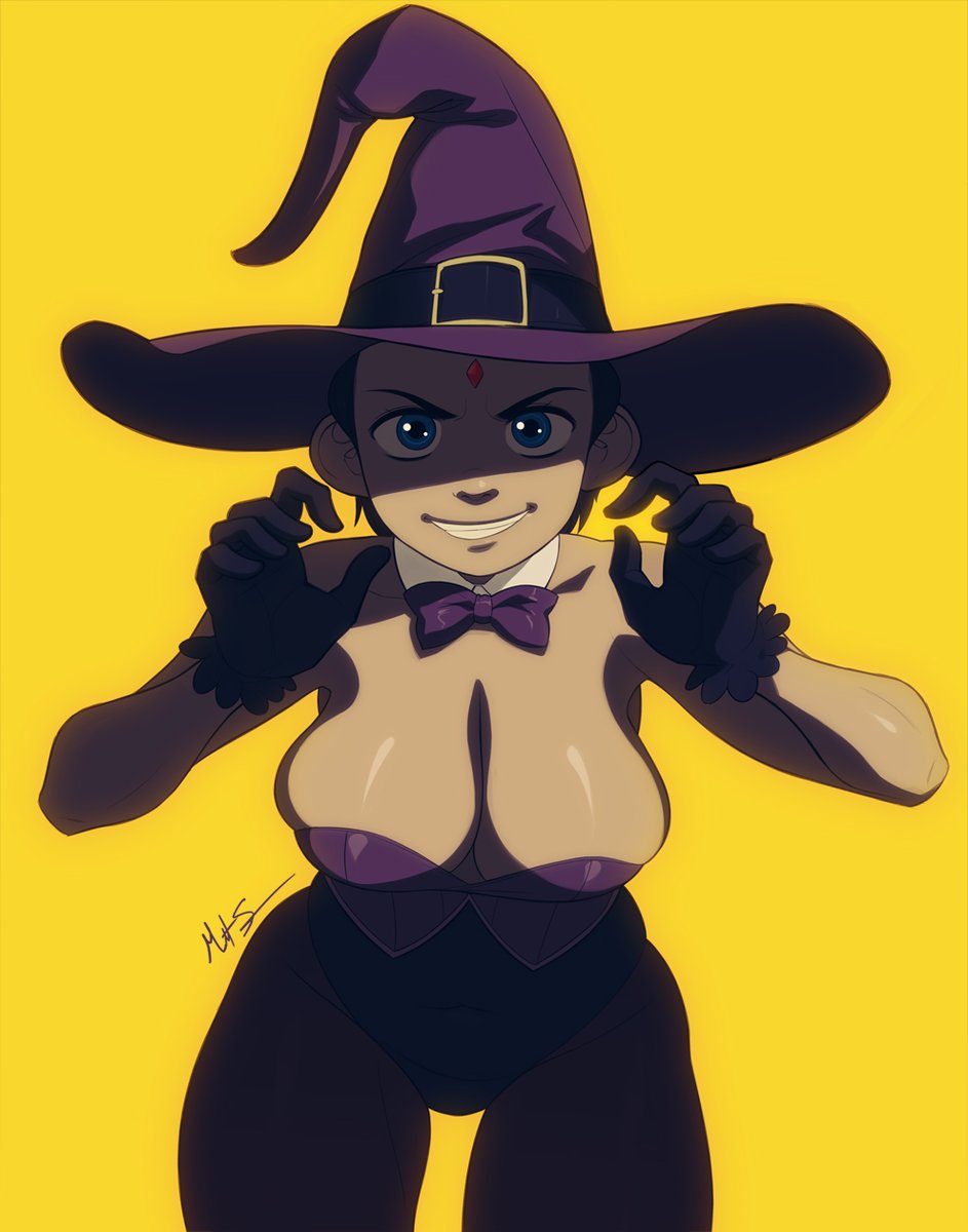 1girls breasts dc dc_comics demon_girl hat medium_hair neckline purple_hair rachel_roth raven_(dc) solo_female straight_hair tagme_(artist) teen_titans teenager triplexmile witch_costume witch_hat