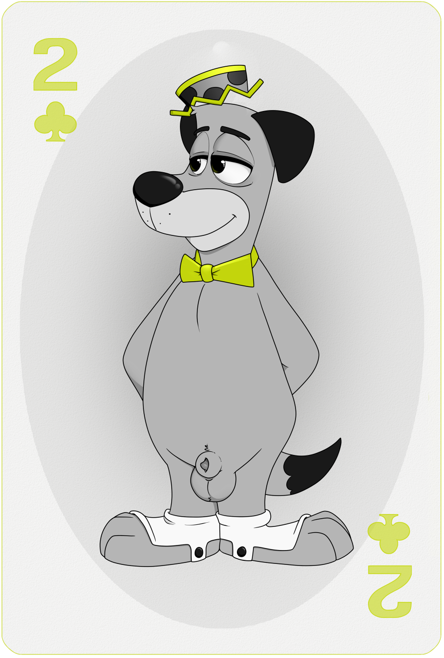 anthro bowtie canine hanna-barbera hat huckleberry_hound male male_only neenya partially_colored playing_card smile solo transparent_background two_of_clubs