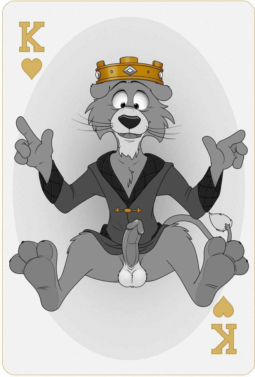 anthro crown disney erect_penis feline furry king_of_hearts_(playing_card) lion male male_only neenya open_mouth partially_colored playing_card prince_john robe robin_hood_(disney) transparent_background whiskers