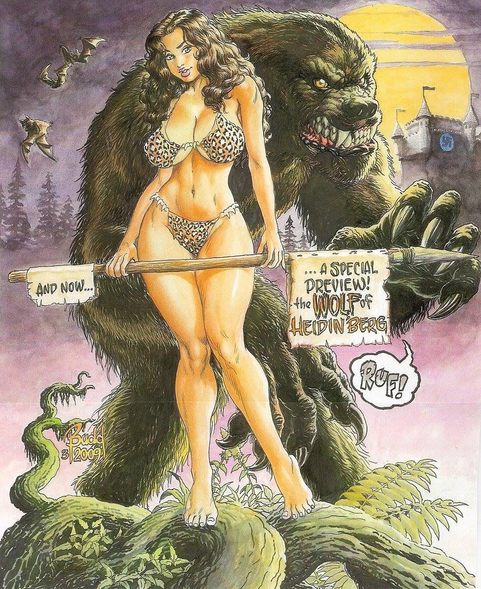 1girls 2009 basement_comics bat bats big_breasts big_hair bikini breasts brown_hair budd_root castle cavewoman cavewoman_(series) clothed clothed_female curly_hair curvy curvy_female curvy_figure feet fit_female forest full_moon fur_bikini green_eyes horror_(theme) leopard_print light-skinned_female looking_at_viewer meriem_cooper moon muscular muscular_female muscular_legs muscular_thighs pale-skinned_female pin_up pinup pubic_hair pussy roots solo solo_female solo_focus spear swastika tan-skinned_female tan_lines text thick_thighs thighs toes trees voluptuous werewolf