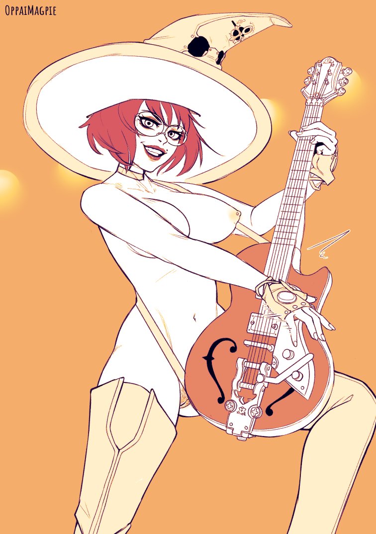 arc_system_works guilty_gear guilty_gear_strive guitar i-no nude oppaimagpie sketch solo solo_female solo_focus witch